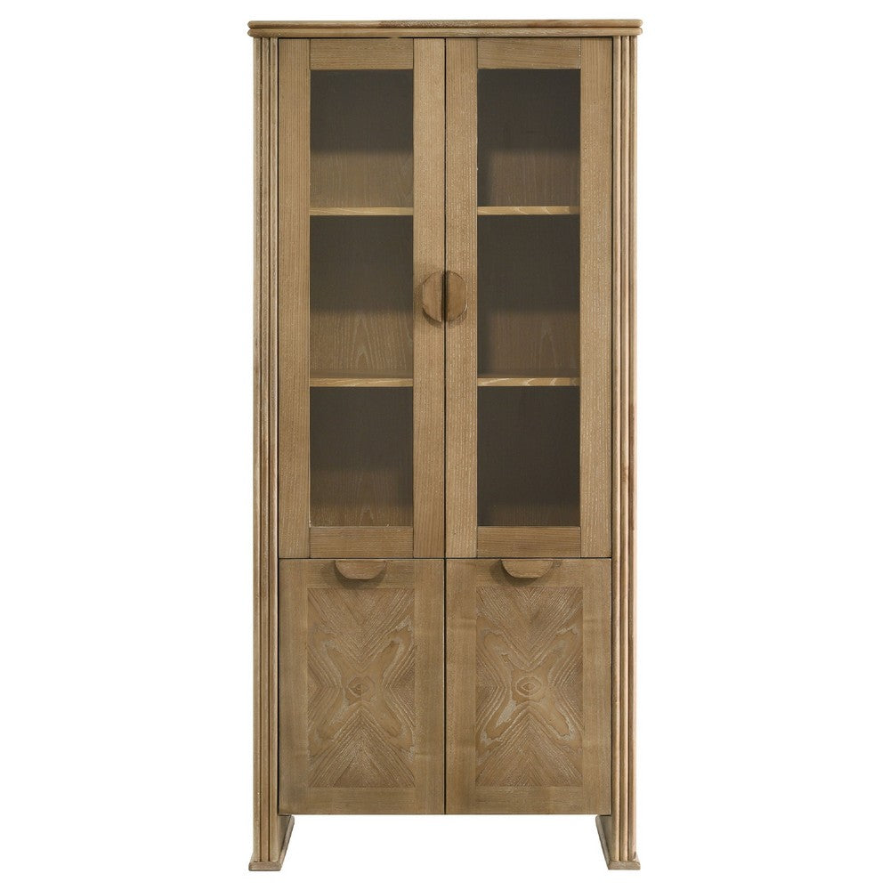 Amity Tall Display Cabinet | 2 Glass Door | Closed Cabinet | Brown 77"