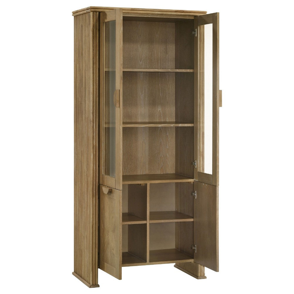Amity Tall Display Cabinet | 2 Glass Door | Closed Cabinet | Brown 77"