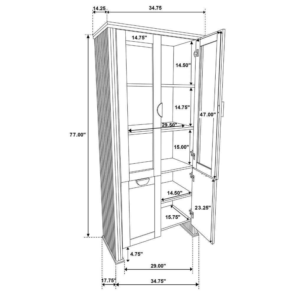 Amity Tall Display Cabinet | 2 Glass Door | Closed Cabinet | Brown 77"