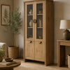 Amity Tall Display Cabinet | 2 Glass Door | Closed Cabinet | Brown 77"