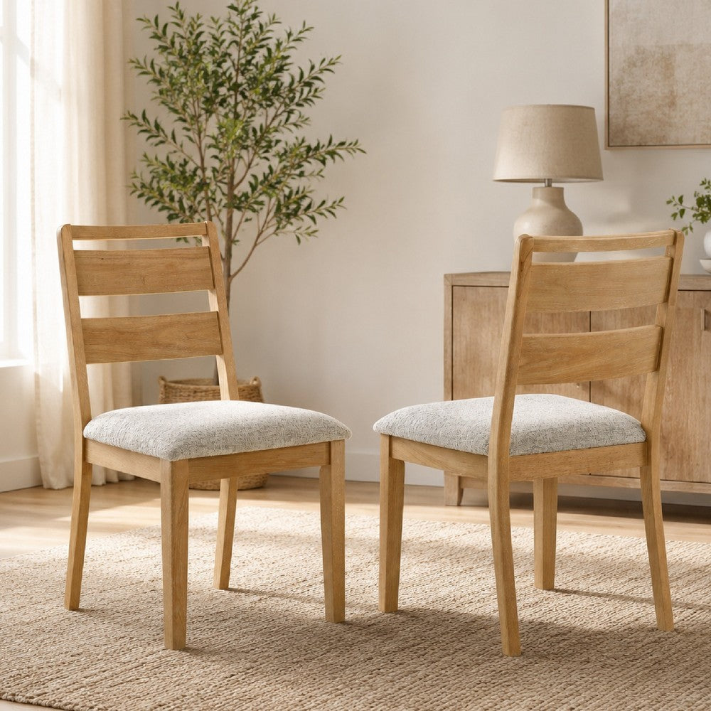 Brion Ladderback Dining Chair | Set of 2 | Boucle Fabric | Wash Oak Wood
