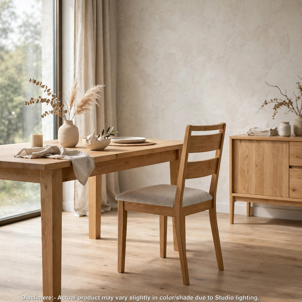 Brion Ladderback Dining Chair | Set of 2 | Boucle Fabric | Wash Oak Wood