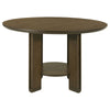 Clera Round Dining Table | Open Shelf Base | Brown Rubberwood 47"