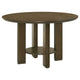 Clera Round Dining Table | Open Shelf Base | Brown Rubberwood 47"