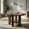 Clera Round Dining Table | Open Shelf Base | Brown Rubberwood 47"