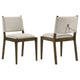 Clera Upholstered Dining Side Chair | Tie Details | Set of 2 | Brown Wood