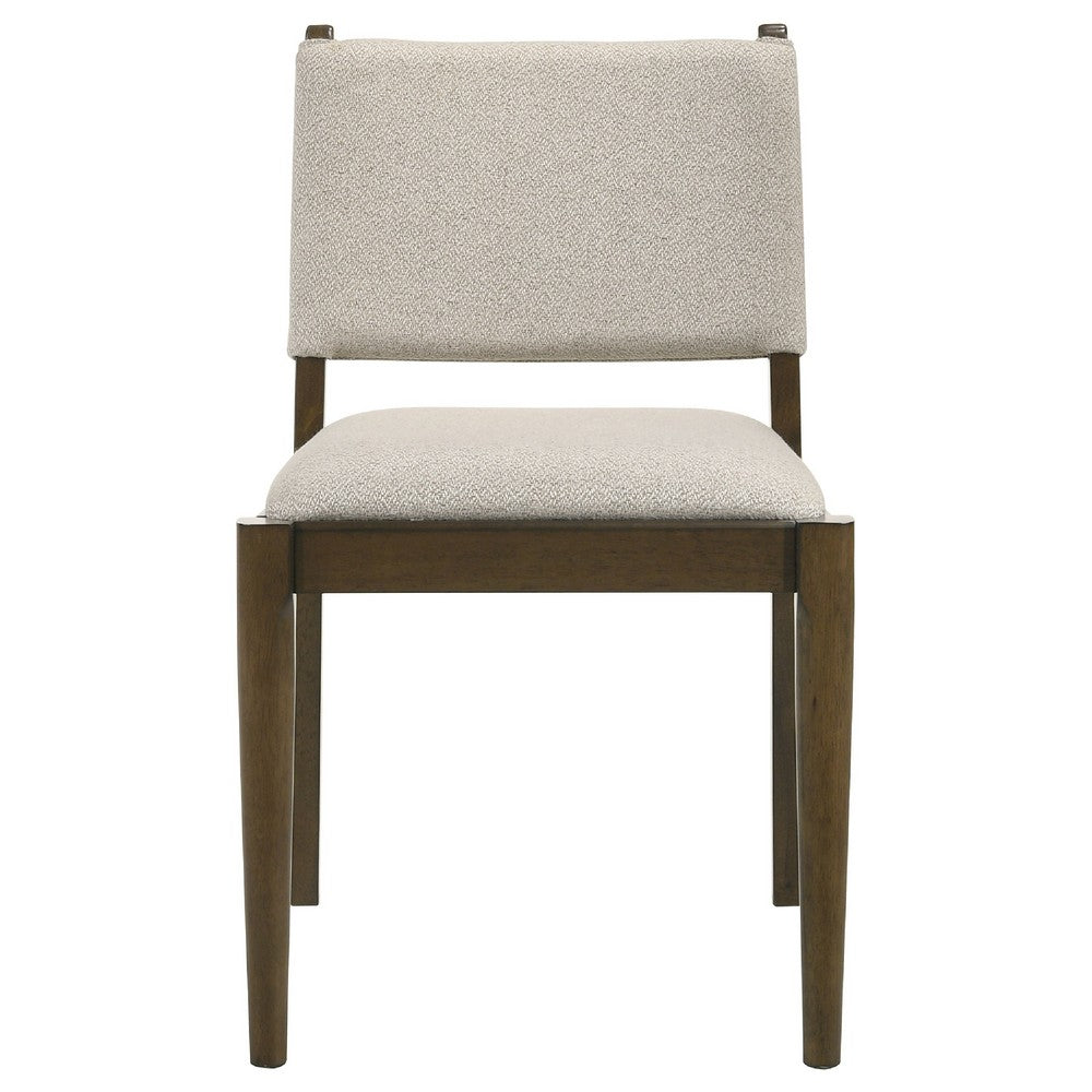 Clera Upholstered Dining Side Chair | Tie Details | Set of 2 | Brown Wood