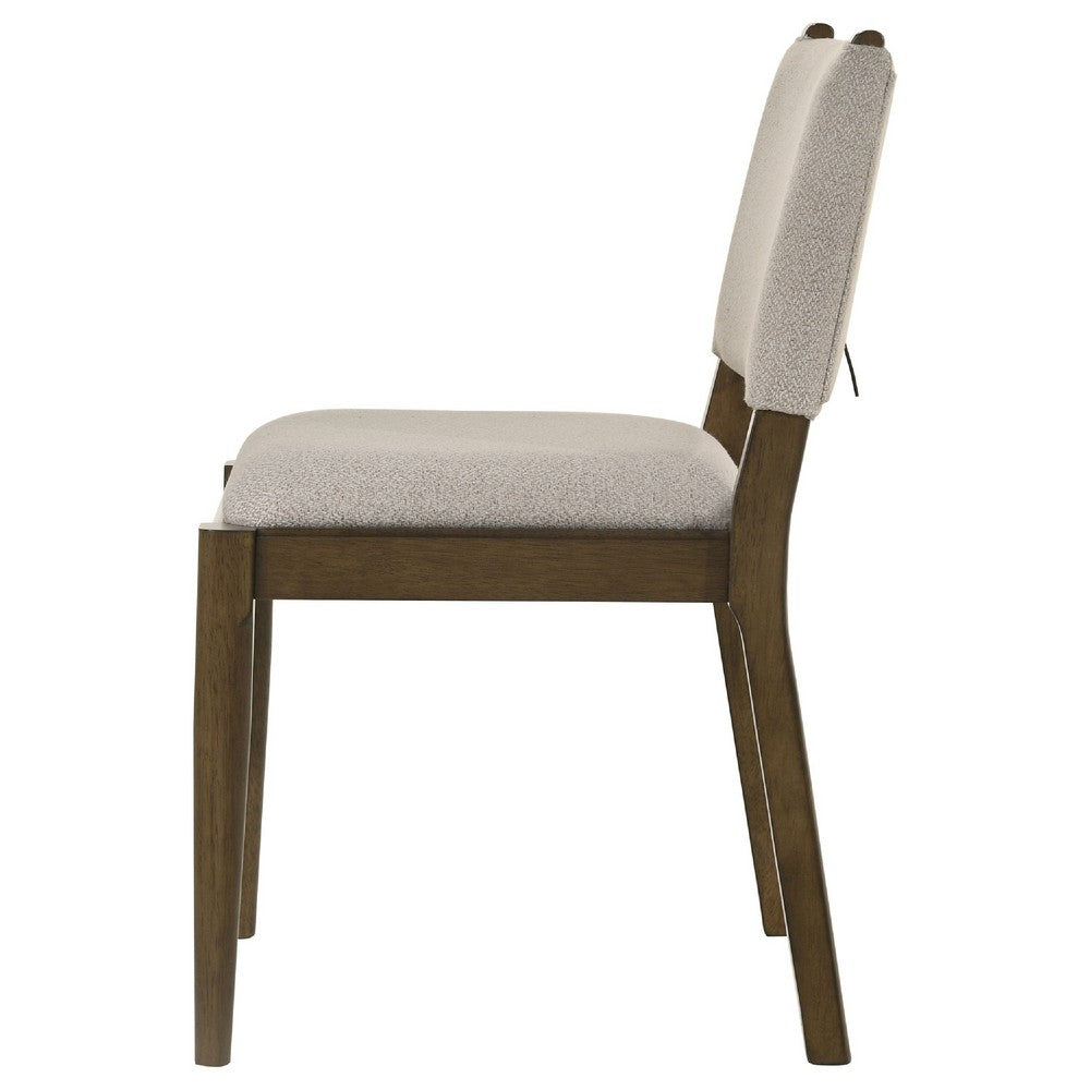 Clera Upholstered Dining Side Chair | Tie Details | Set of 2 | Brown Wood
