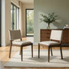 Clera Upholstered Dining Side Chair | Tie Details | Set of 2 | Brown Wood