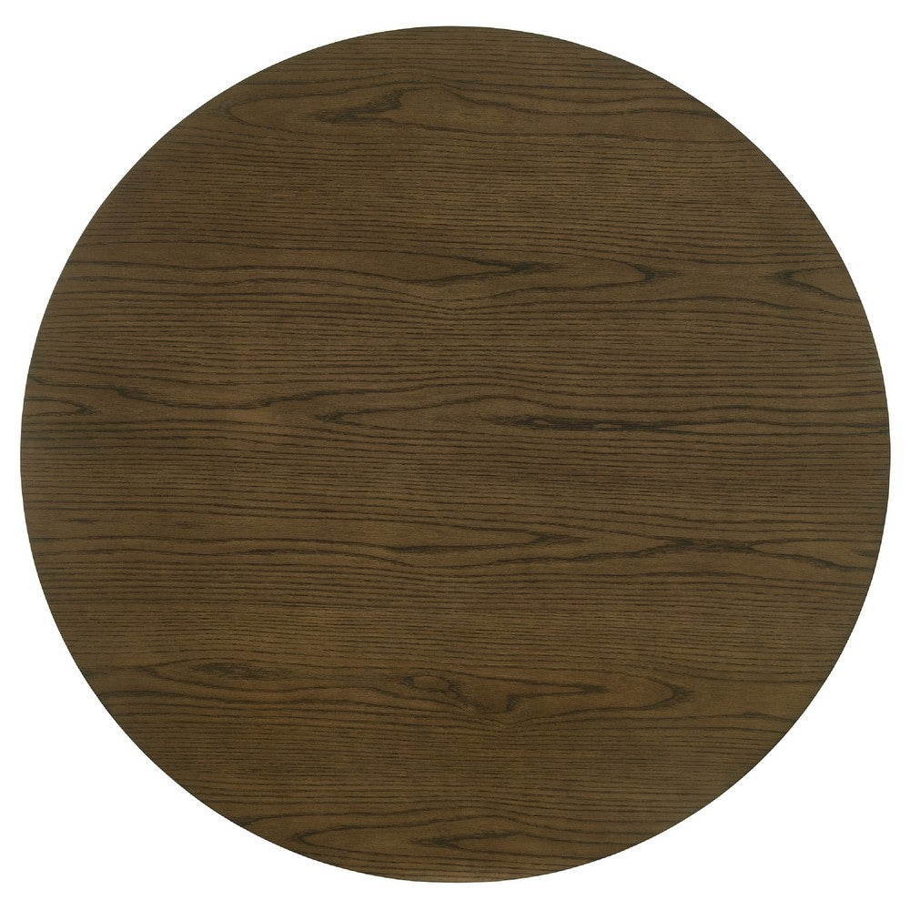 Clera Round Counter-Height Table | Open Shelf | Brown Rubberwood 47"