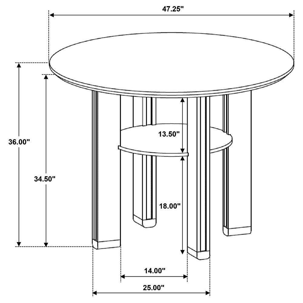 Clera Round Counter-Height Table | Open Shelf | Brown Rubberwood 47"
