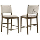 Clera Upholstered Counter Side Chair | Tie Accent | Set of 2 | Brown Wood