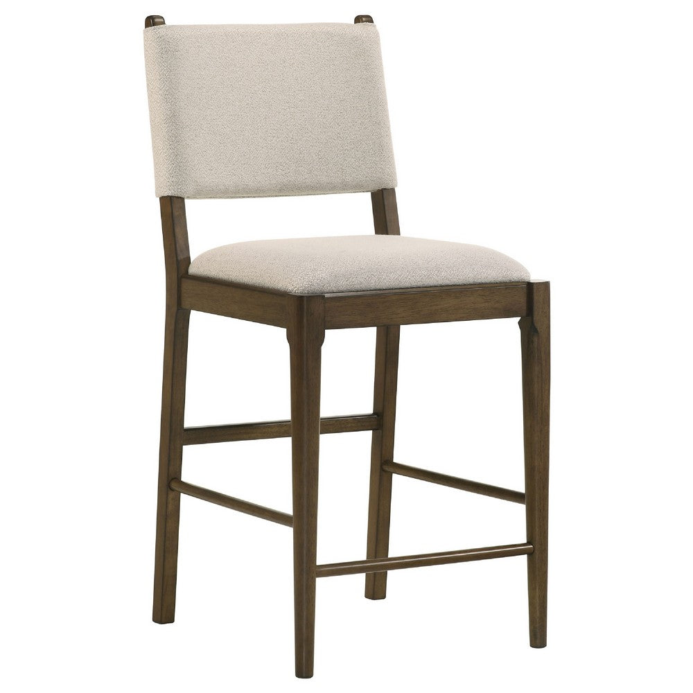 Clera Upholstered Counter Side Chair | Tie Accent | Set of 2 | Brown Wood