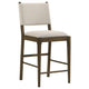 Clera Upholstered Counter Side Chair | Tie Accent | Set of 2 | Brown Wood