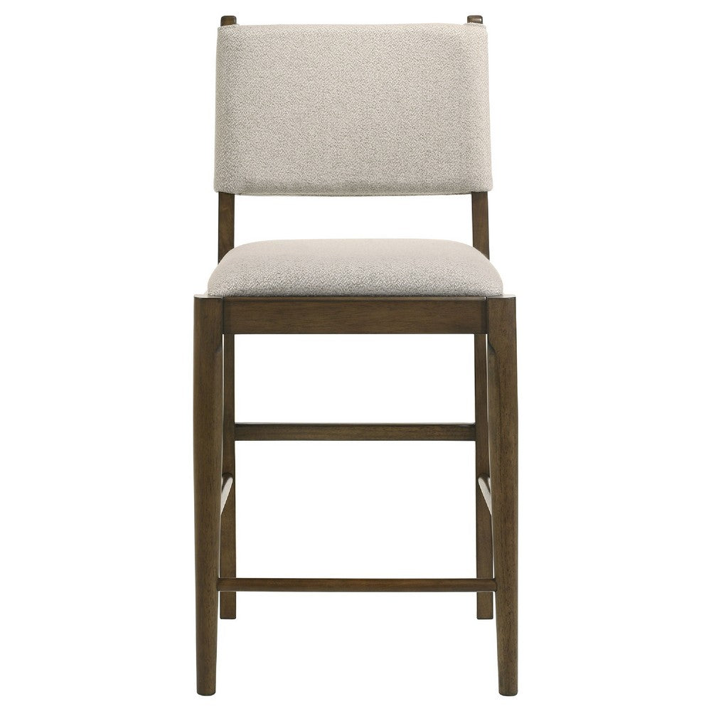 Clera Upholstered Counter Side Chair | Tie Accent | Set of 2 | Brown Wood