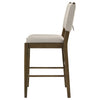 Clera Upholstered Counter Side Chair | Tie Accent | Set of 2 | Brown Wood
