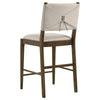 Clera Upholstered Counter Side Chair | Tie Accent | Set of 2 | Brown Wood