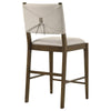 Clera Upholstered Counter Side Chair | Tie Accent | Set of 2 | Brown Wood