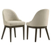 Dyna Curved Dining Side Chair Set of  2 | Beige Fabric | Walnut Brown Wood