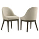 Dyna Curved Dining Side Chair Set of  2 | Beige Fabric | Walnut Brown Wood
