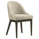 Dyna Curved Dining Side Chair Set of  2 | Beige Fabric | Walnut Brown Wood