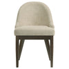 Dyna Curved Dining Side Chair Set of  2 | Beige Fabric | Walnut Brown Wood