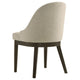 Dyna Curved Dining Side Chair Set of  2 | Beige Fabric | Walnut Brown Wood