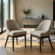 Dyna Curved Dining Side Chair Set of  2 | Beige Fabric | Walnut Brown Wood