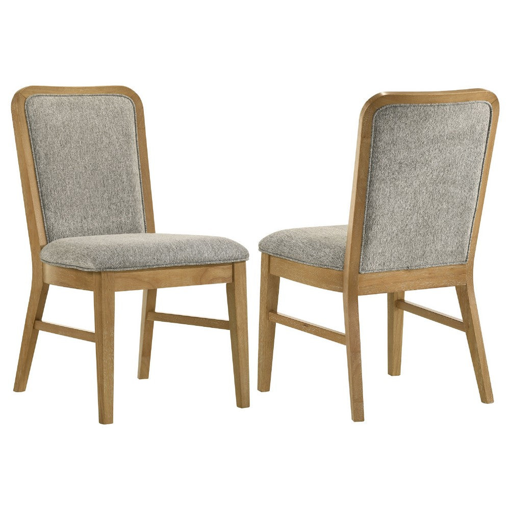 Elora Dining Side Chair | Set of 2 | Gray Fabric | Weathered Natural Wood