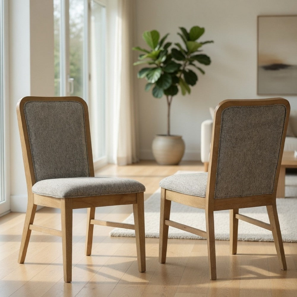 Elora Dining Side Chair | Set of 2 | Gray Fabric | Weathered Natural Wood