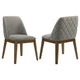 Freda Dining Chair | Set of 2 | Gray Diamond Quilted Fabric | Brown Wood