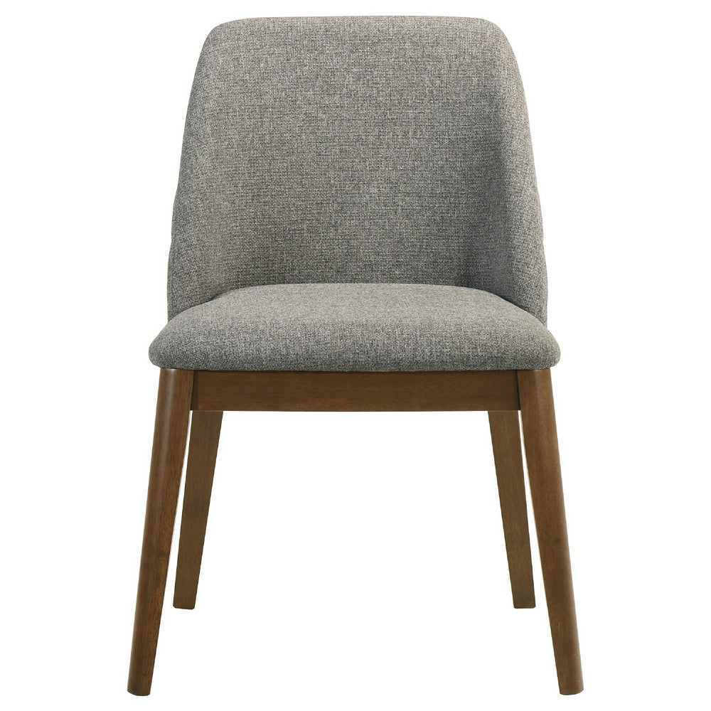 Freda Dining Chair | Set of 2 | Gray Diamond Quilted Fabric | Brown Wood