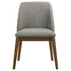 Freda Dining Chair | Set of 2 | Gray Diamond Quilted Fabric | Brown Wood