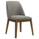 Freda Dining Chair | Set of 2 | Gray Diamond Quilted Fabric | Brown Wood