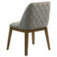 Freda Dining Chair | Set of 2 | Gray Diamond Quilted Fabric | Brown Wood