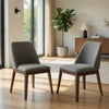Freda Dining Chair | Set of 2 | Gray Diamond Quilted Fabric | Brown Wood