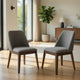Freda Dining Chair | Set of 2 | Gray Diamond Quilted Fabric | Brown Wood