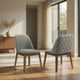 Freda Dining Chair | Set of 2 | Gray Diamond Quilted Fabric | Brown Wood