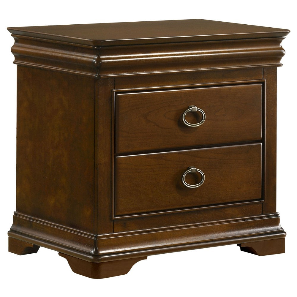 Gravis Nightst& with 3 Drawers | Classic Crown Moldings | Cherry Brown 28"