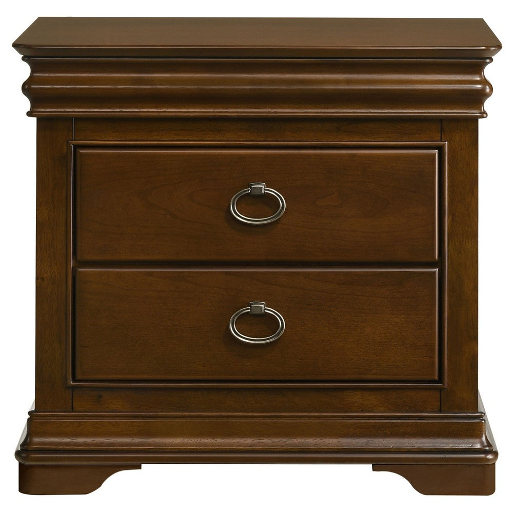 Gravis Nightst& with 3 Drawers | Classic Crown Moldings | Cherry Brown 28"