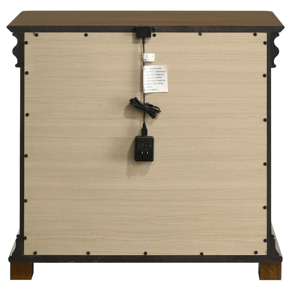 Gravis Nightst& with 3 Drawers | Classic Crown Moldings | Cherry Brown 28"