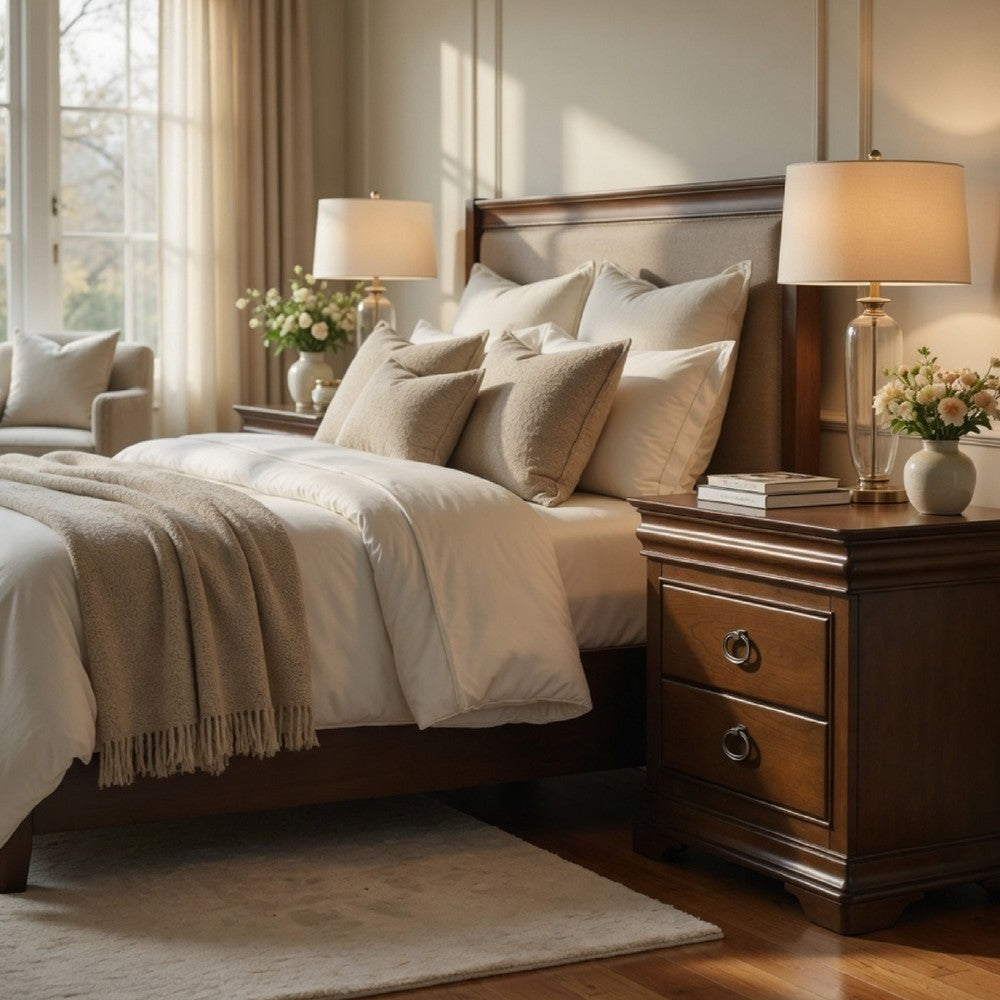 Gravis Nightst& with 3 Drawers | Classic Crown Moldings | Cherry Brown 28"