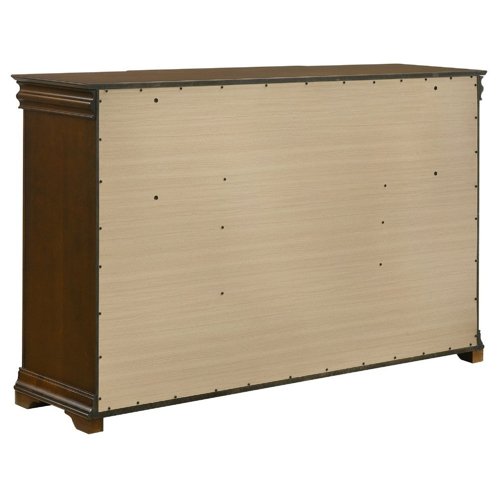Gravis Wide Dresser Chest | 9 Drawers & 2 Hidden Drawers | Cherry Brown