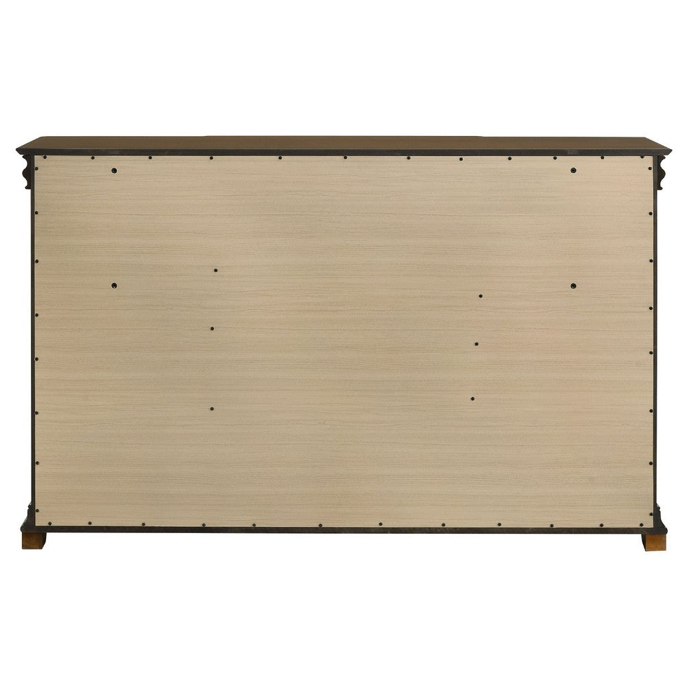 Gravis Wide Dresser Chest | 9 Drawers & 2 Hidden Drawers | Cherry Brown