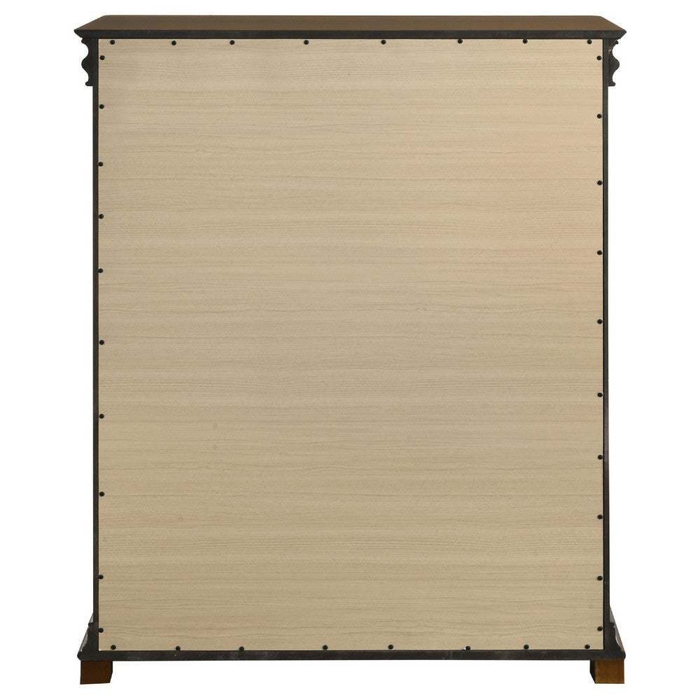 Gravis Tall Dresser Chest with 4 Drawers | Crown Moldings | Cherry Brown