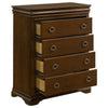 Gravis Tall Dresser Chest with 4 Drawers | Crown Moldings | Cherry Brown