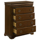 Gravis Tall Dresser Chest with 4 Drawers | Crown Moldings | Cherry Brown