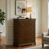 Gravis Tall Dresser Chest with 4 Drawers | Crown Moldings | Cherry Brown