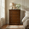 Gravis Tall Dresser Chest with 4 Drawers | Crown Moldings | Cherry Brown