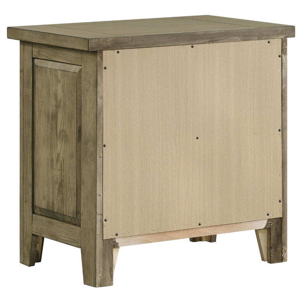 Hazel Nightst& | 2 Drawers | Antique Nickel Knobs | Oak Brown Wood 25"